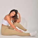 Legging Fitness Cintura Alta Bege Canelada Power