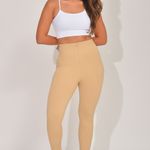 Legging Fitness Com Zíper Bege Canelada