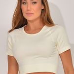 Cropped Fitness Off White Canelado Básico