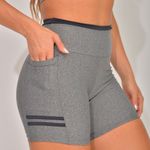 Short Fitness Com Bolso Grafite Duas Fitas