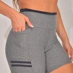 Conjunto Short Fitness Com Bolso Grafite Duas Fitas