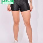 Short Fitness Cintura Alta Preto Tulipa Cirre