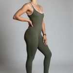 Macacão Fitness Com Bojo Verde Canelado Eliza