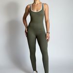 Macacão Fitness Com Bojo Verde Canelado Eliza