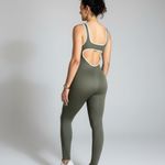 Macacão Fitness Com Bojo Verde Canelado Eliza