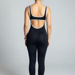 Macacão Fitness Com Bojo Preto Canelado Eliza