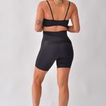 Conjunto Bermuda Fitness Cintura Alta Preta Black Metalic