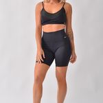 Conjunto Bermuda Fitness Cintura Alta Preta Black Metalic
