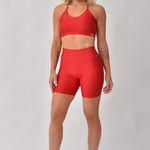 Bermuda Fitness Cintura Alta Vermelha Lusty