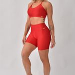 Bermuda Fitness Cintura Alta Vermelha Lusty
