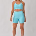 Bermuda Fitness Cintura Alta Azul Lusty