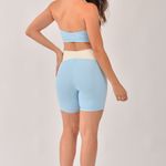 Conjunto Bermuda Fitness Cintura Alta Azul Essence
