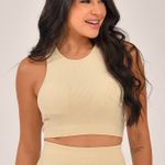 Cropped Canelado Feminino Bege Curve