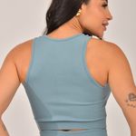 Cropped Canelado Feminino Azul Curve