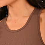 Cropped Canelado Feminino Marrom Curve