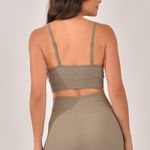 Conjunto Short Fitness Cintura Alta Marrom Acinzentado Lumine