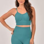 Conjunto Short Fitness Cintura Alta Verde Lumine