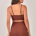 Conjunto Short Fitness Cintura Alta Marrom Lumine