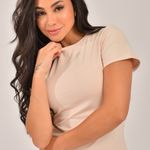 Blusa Gola Redonda Feminina Off White Básica Zen