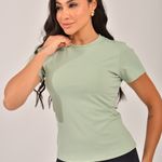 Blusa Gola Redonda Feminina Verde Básica Zen
