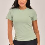Blusa Gola Redonda Feminina Verde Básica Zen