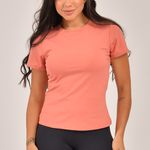 Blusa Gola Redonda Feminina Laranja Básica Zen