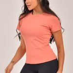 Blusa Gola Redonda Feminina Laranja Básica Zen