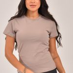 Blusa Gola Redonda Feminina Acinzentado Básica Zen