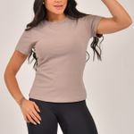 Blusa Gola Redonda Feminina Acinzentado Básica Zen