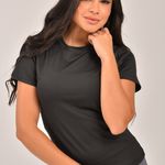 Blusa Gola Redonda Feminina Preta Básica Zen