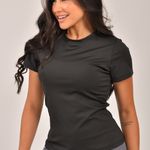 Blusa Gola Redonda Feminina Preta Básica Zen