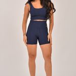 Conjunto Short Fitness Jacquard Marinho Active