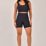 Conjunto Short Fitness Jacquard Preta Active