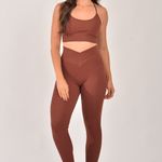 Conjunto Legging Fitness Cintura Alta Marrom Glam