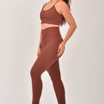 Conjunto Legging Fitness Cintura Alta Marrom Glam