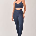 Conjunto Legging Fitness Cintura Alta Marinho Glam
