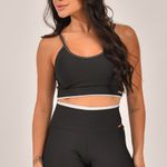 Conjunto Short Fitness Cintura Alta Preto Duo