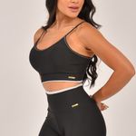 Conjunto Short Fitness Cintura Alta Preto Duo