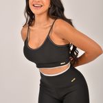 Conjunto Short Fitness Cintura Alta Preto Duo