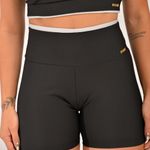 Conjunto Short Fitness Cintura Alta Preto Duo