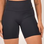 Bermuda Fitness Cintura Alta Preta Flex