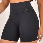 Bermuda Fitness Cintura Alta Preta Flex