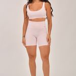 Conjunto Bermuda Fitness Cintura Alta Rosa Bebe Flex