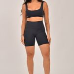 Conjunto Bermuda Fitness Cintura Alta Preta Flex
