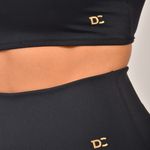 Conjunto Bermuda Fitness Cintura Alta Preta Flex