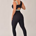 Legging Fitness Cintura Alta Preto Com Elástico Verde Send