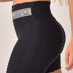 Short Fitness Cintura Alta Preto Com Elástico Cinza Send