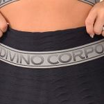 Conjunto Short Fitness Cintura Alta Preto Com Elástico Cinza Send