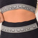 Conjunto Short Fitness Cintura Alta Preto Com Elástico Cinza Send