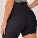 Conjunto Short Fitness Cintura Alta Preto Com Elástico Cinza Send